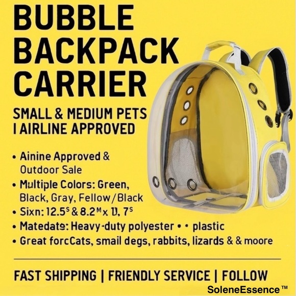 (NEW)Yellow PetPack Clear Bubble Carrying Bag Small, dogs Cats, Space Capsule - Picture 15 of 15